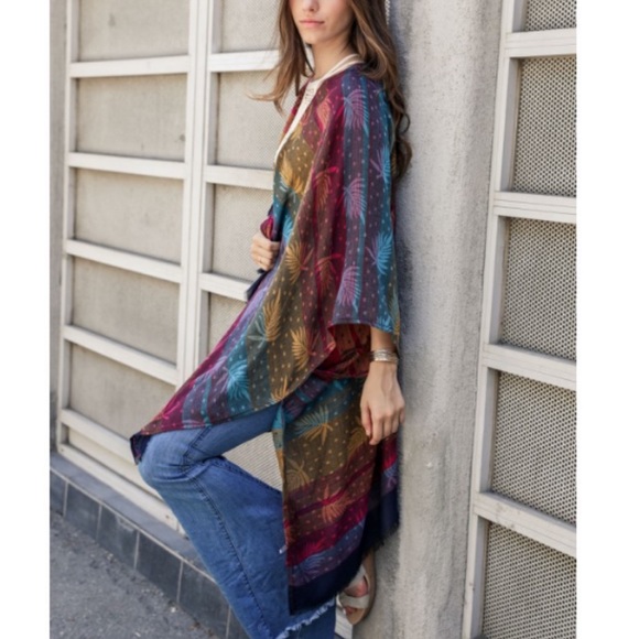 Accessories - Multi print fringe kimono